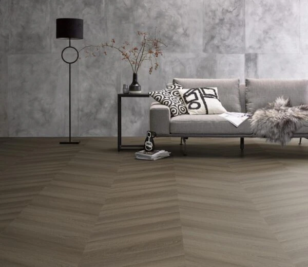 Florence Gerookt Eiken Hongaarse punt PVC vloer